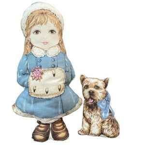 SARAH & Remy Vintage Doll Or Pillow Handmade Girl Doll With Dog